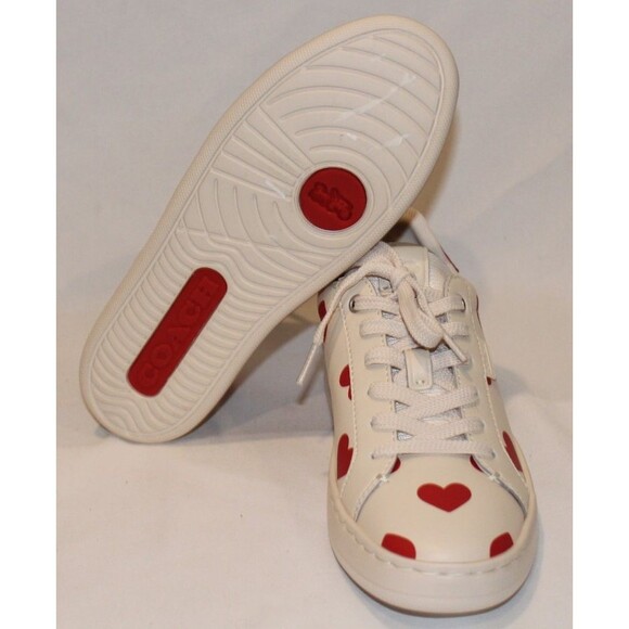 COACH WOMEN'S LOWLINE VALENTINE'S LEATHER HEART SNEAKERS WHITE RED SZ 6 NIB - Picture 8 of 8